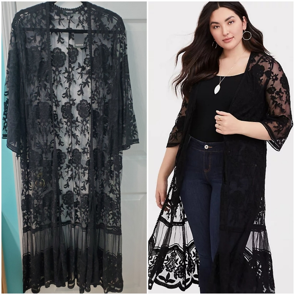 Torrid Black Lace Kimono 3x